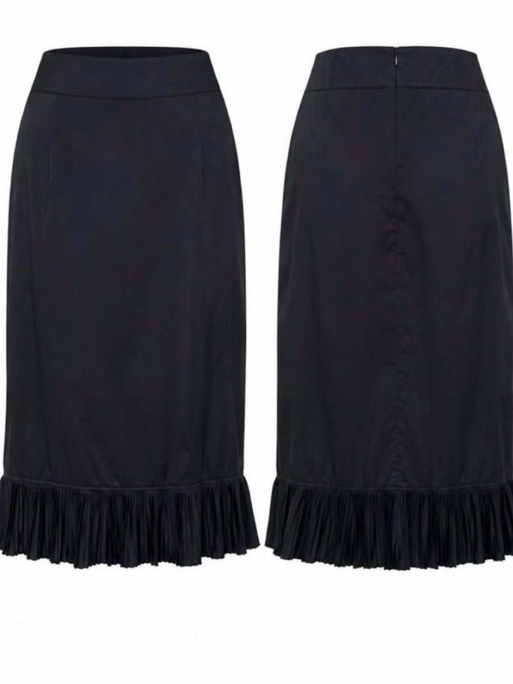 Tempo Paris Vintage Black Midi Romantic Boho Pleated Hem Size Large, Made in USA